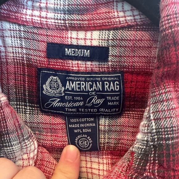 American Rag Red and Black Plaid Shirt - Picture 3 of 4